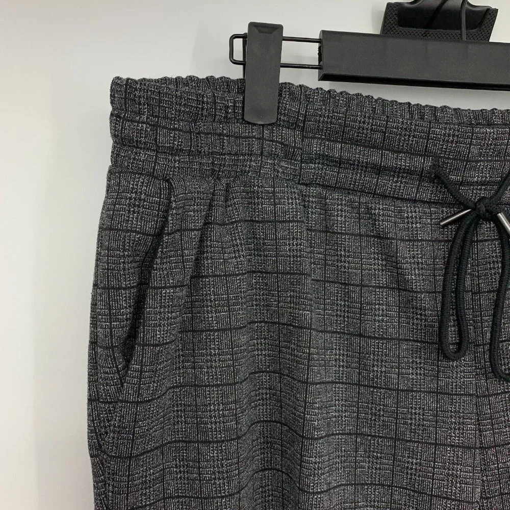 A New Day Pants Black Gray Plaid High Rise Pull On Straight Ankle_4